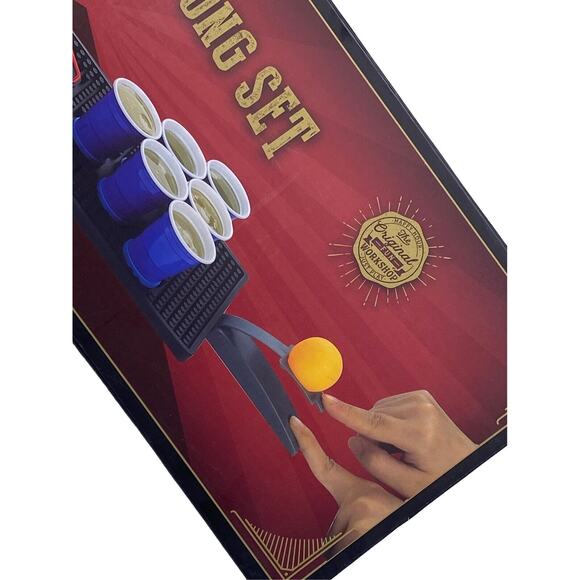 The Original Fun Workshop Bar Mat Mini Beer Pong Two Player Set-New - Picture 9 of 10